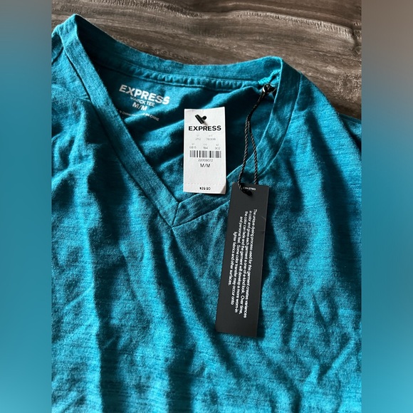 Express V-Neck Tee Blue/Gray Size Medium - Picture 2 of 3